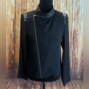 - Sheer blouse with faux leather and zipper design. In EUC. Comes with spi…